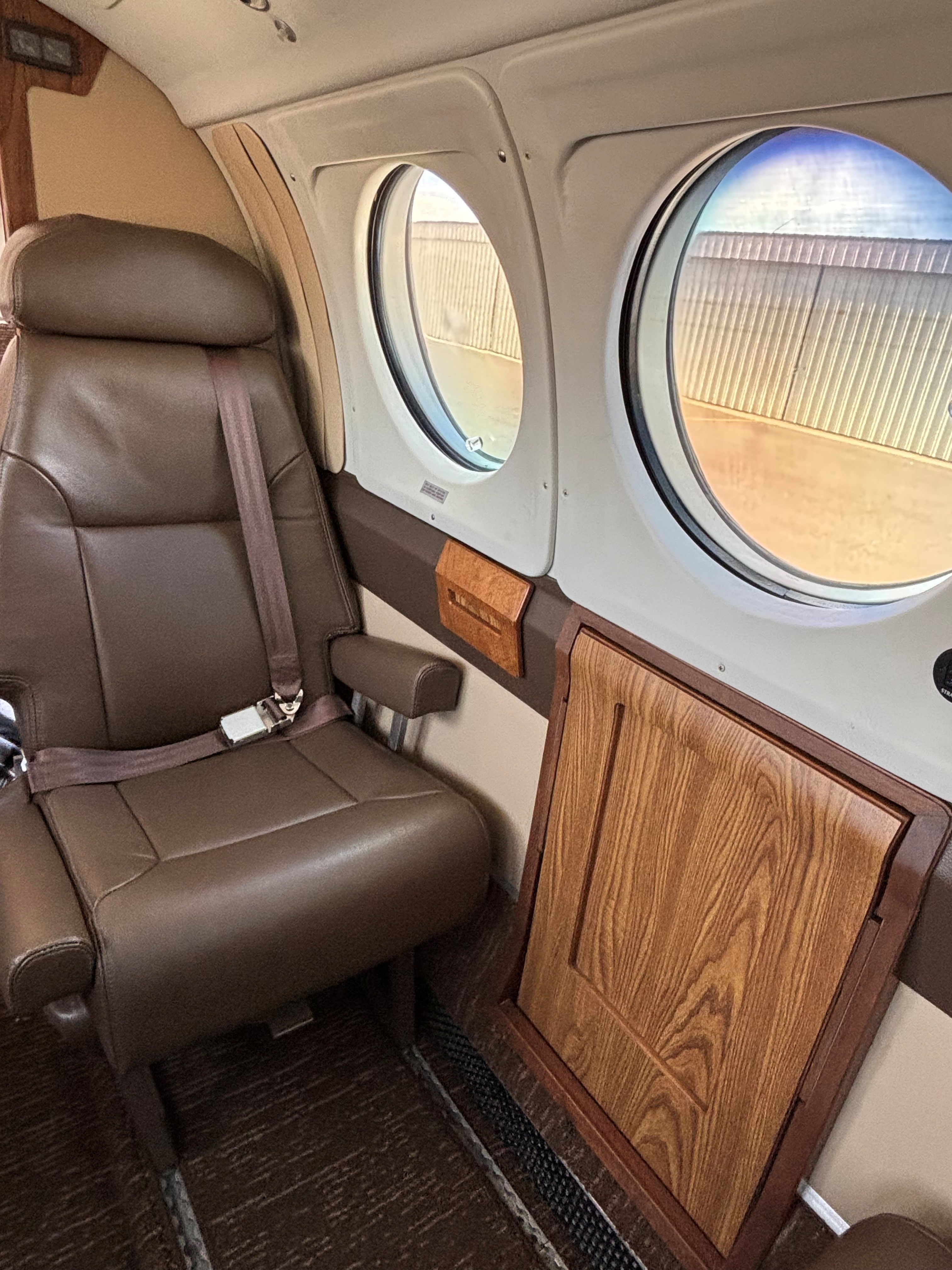 King Air 200 N501EB refurbished interior seat detail