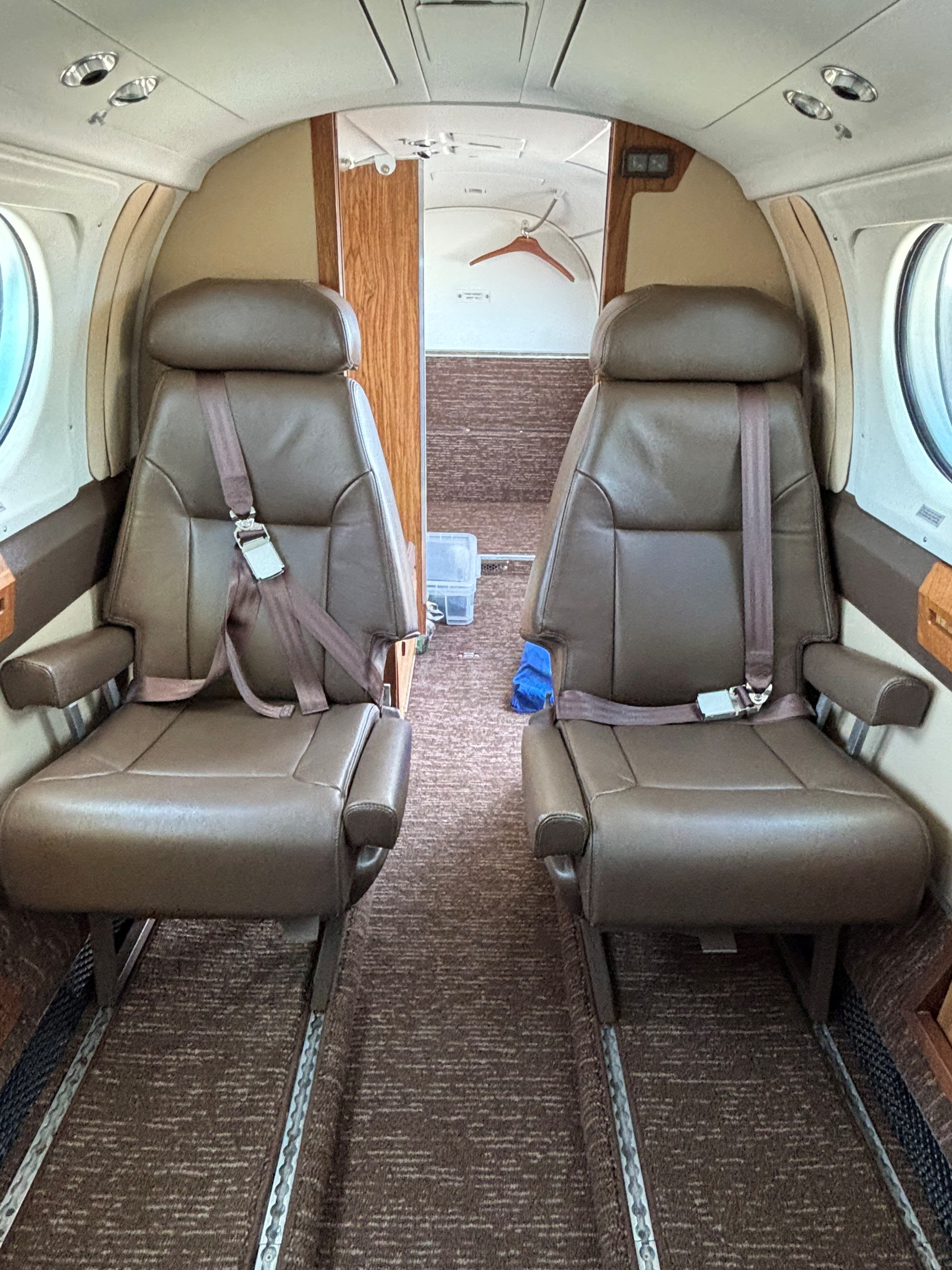 King Air 200 N501EB refurbished leather seats forward view